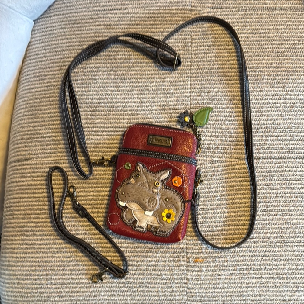 Chala Burgundy Mini Bag with Hippo Design - Picture 2 of 7